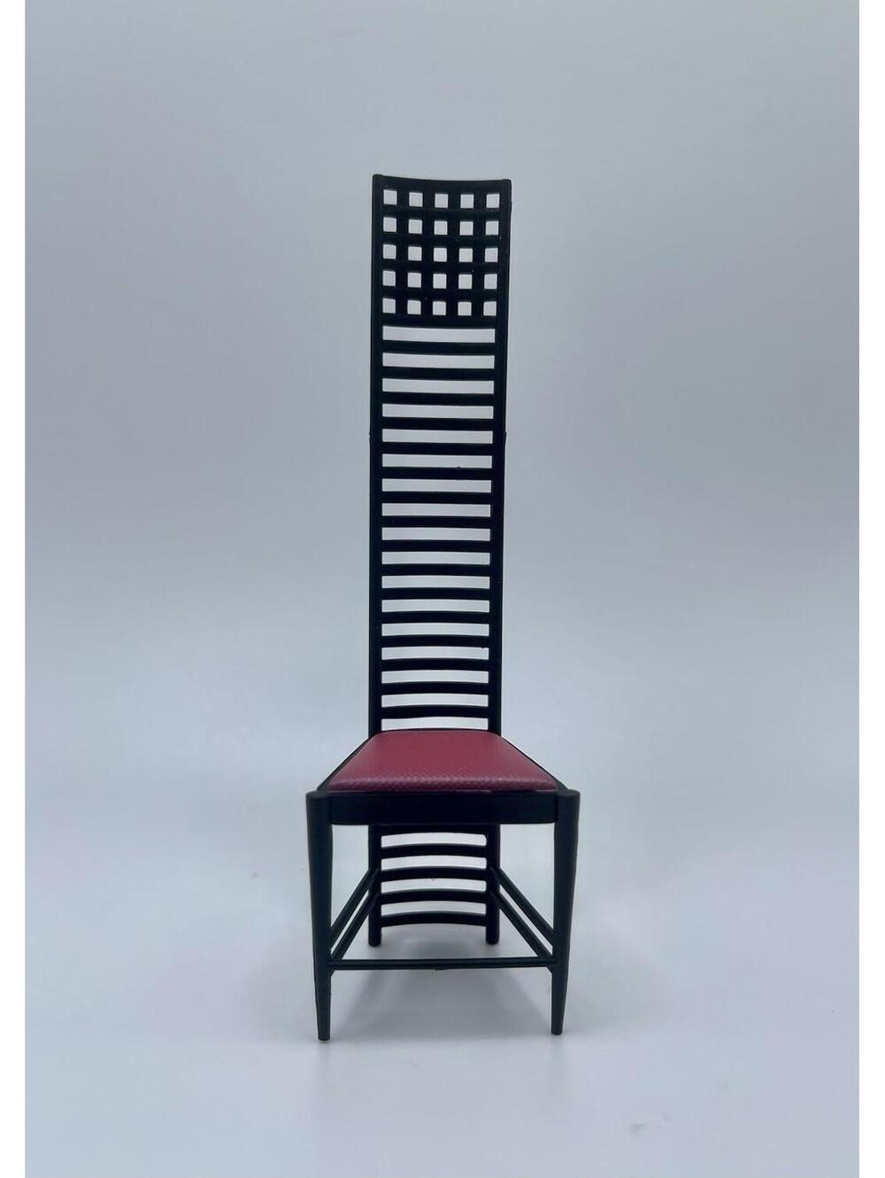 1:12 Scale Miniature MCM Chair Mid Century Modern, High Back Style Chair, Red